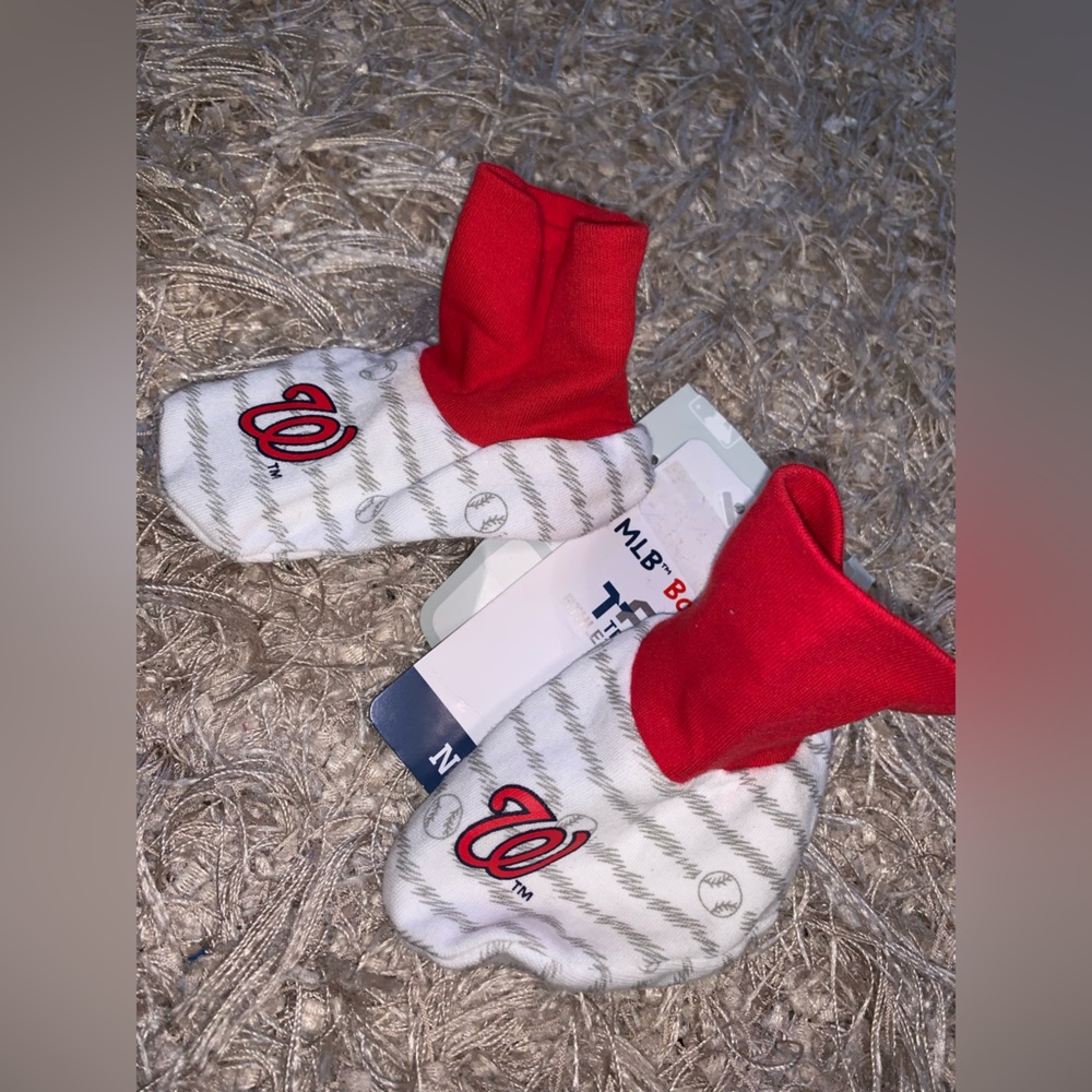 Washington Nationals Baby Booties - Red and White - newborn